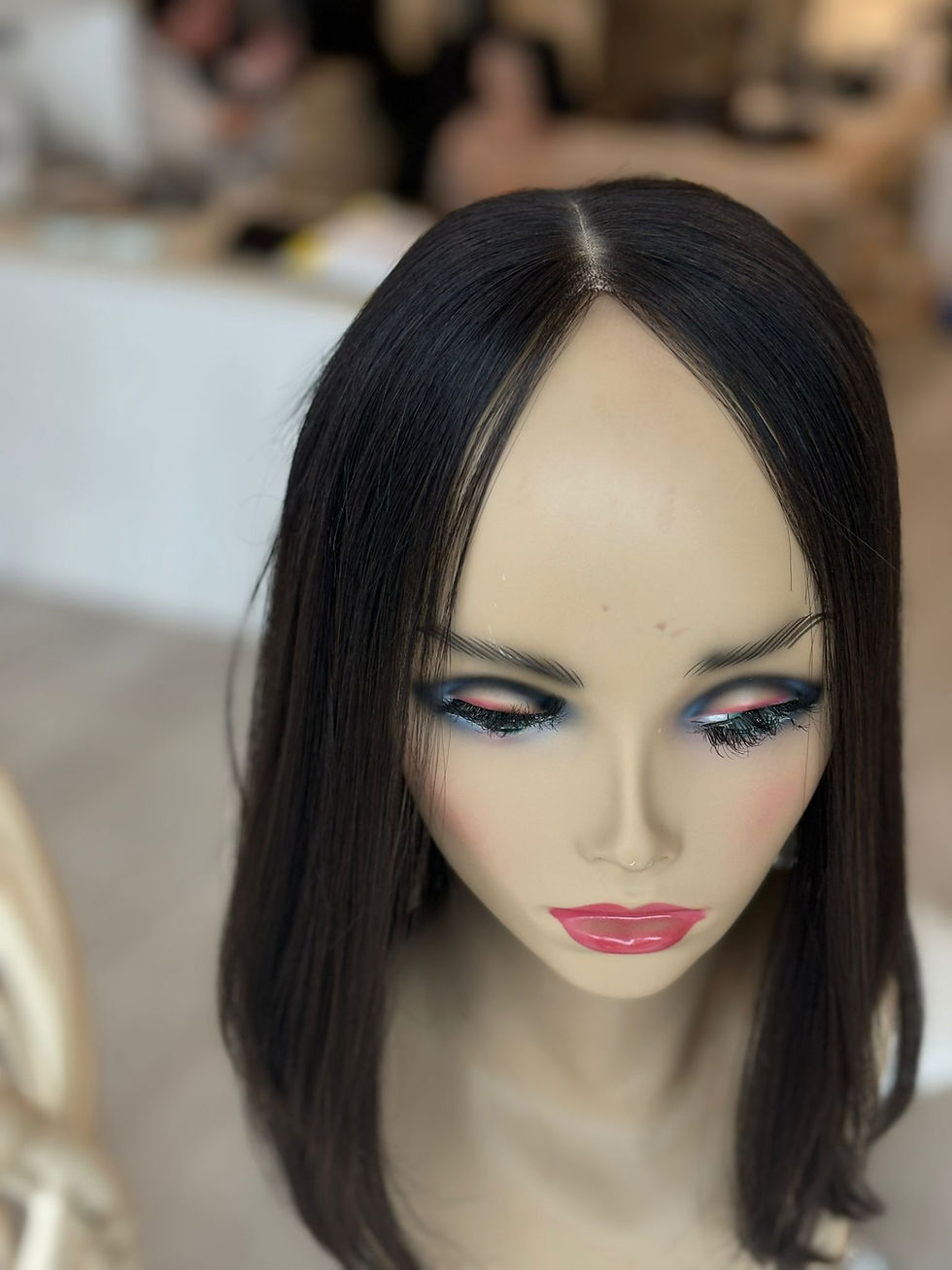 Thumbnail:  Closed lace topper - 14-16” - natural dark brown shoulder length 