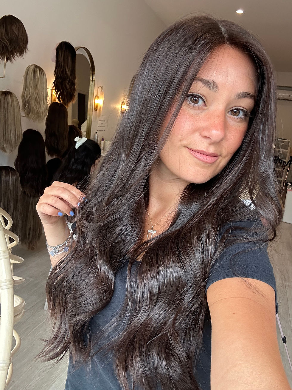 Thumbnail: LACE TOP FULL WIG - NATURAL DARK BROWN -XS/S/M/L -25-26"