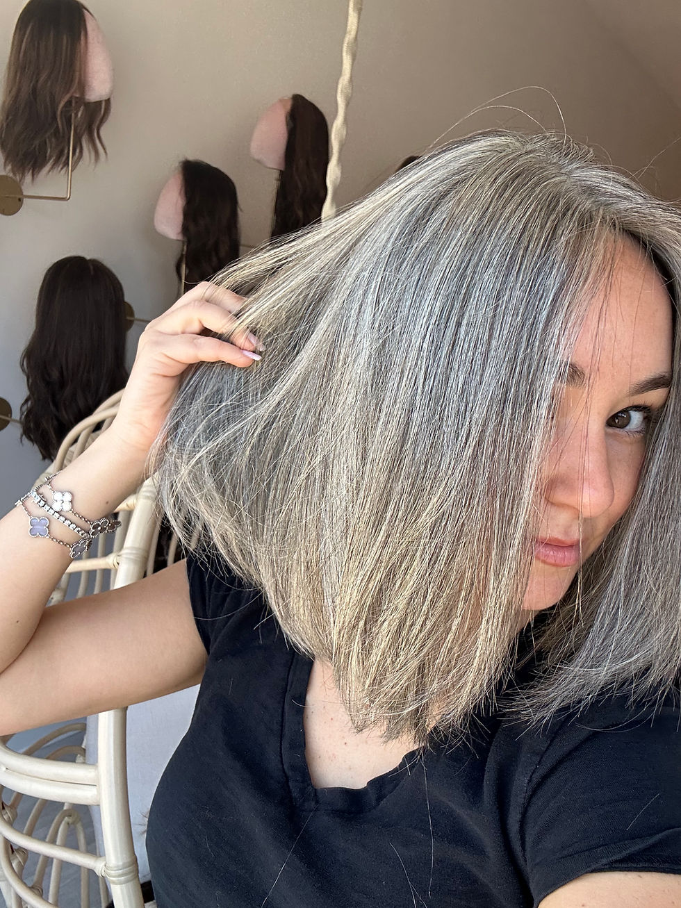 Thumbnail: STW36625: SILK TOP WIG XS/S 14” SILVER GRAY SALT PEPPER