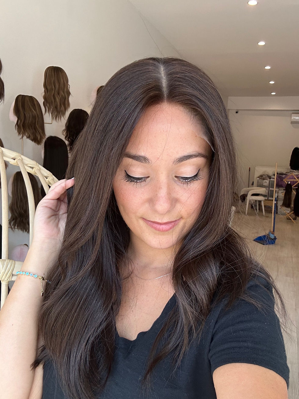 Thumbnail: LACE TOP FULL WIG - NATURAL DARK BROWN - XS/S/M - 19-20"