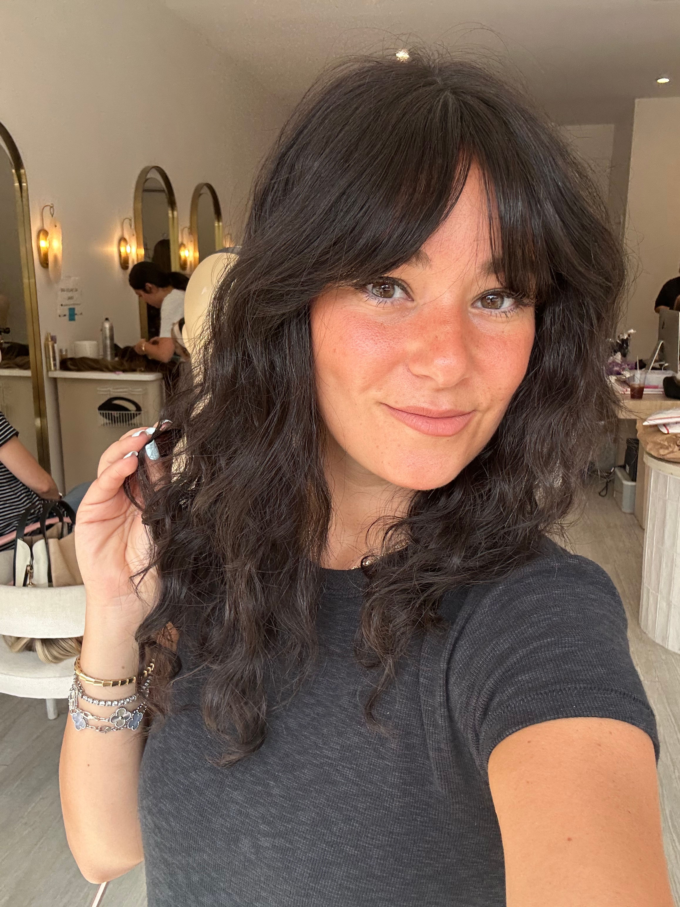 CLOSED LACE TOPPER 20” natural soft black wavy perm precut bangs