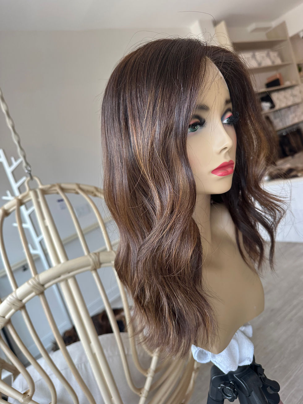 Thumbnail: LT7023: LACE TOP WIG -SMALL- 18-20" NATURAL BROWN X WARM CARAMEL BALAYAGE