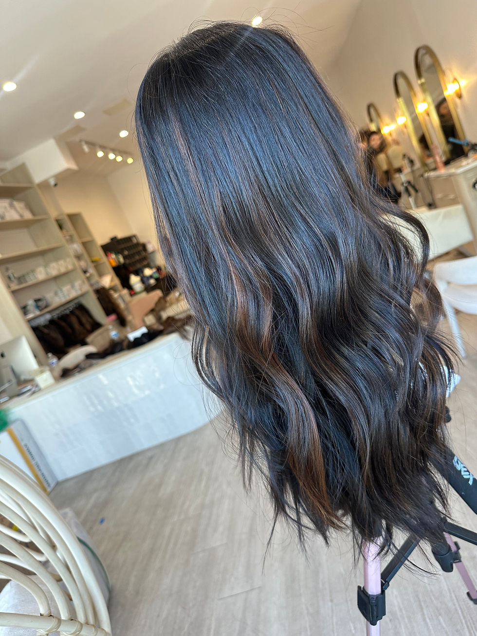 Thumbnail: LT7618: LACE TOP WIG - MED 24-26" NATURAL SOFT BLACK X CUSTOM CHOCOLATE BALAYAGE