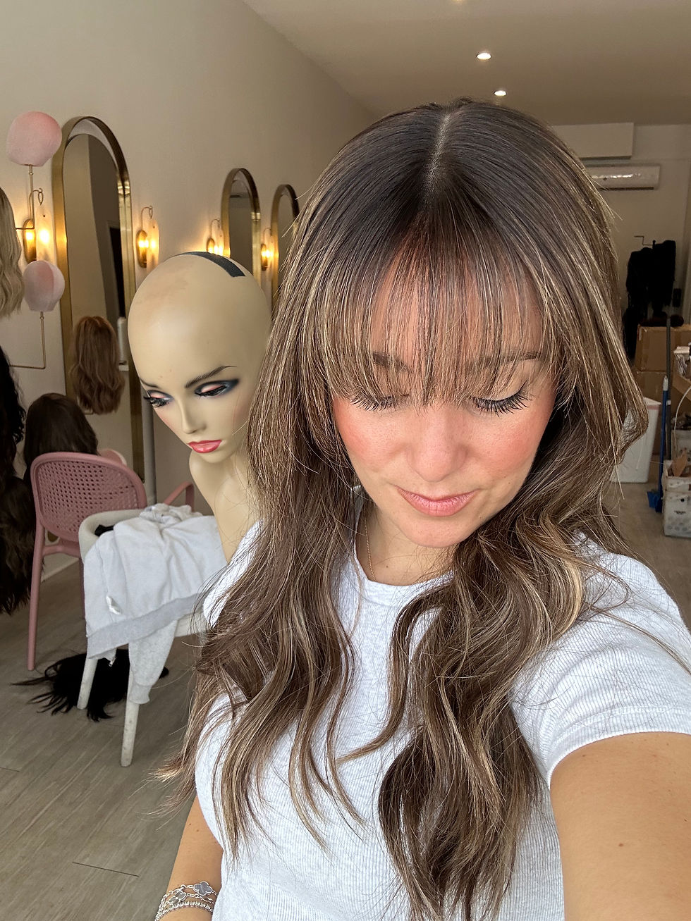 Thumbnail: LT7096: LACE TOP WIG - SMALL 22" - LIGHT LEXIE 5 X DARKER ROOT X BANGS