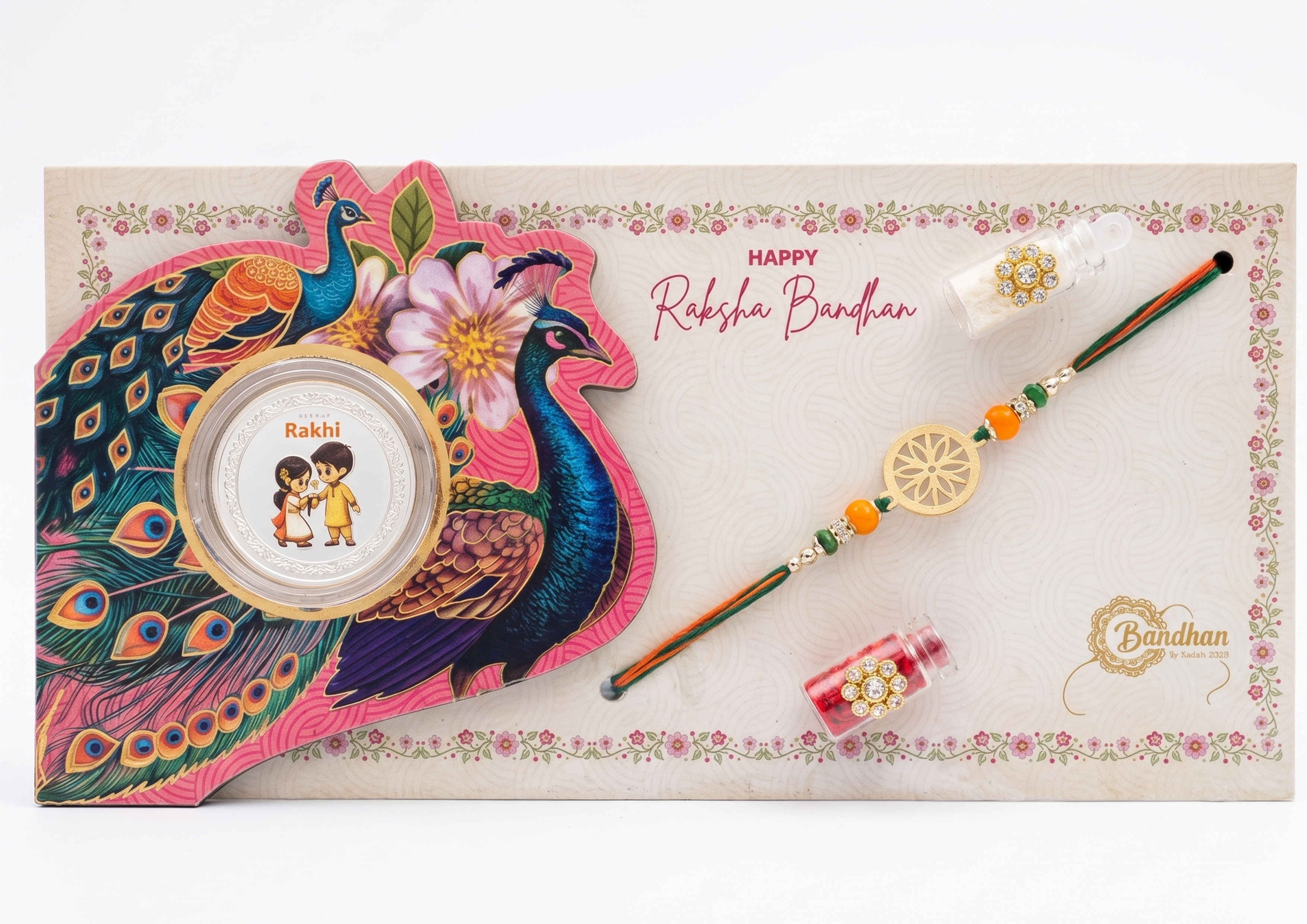Peacock Keepsake Rakhi Gift Combo