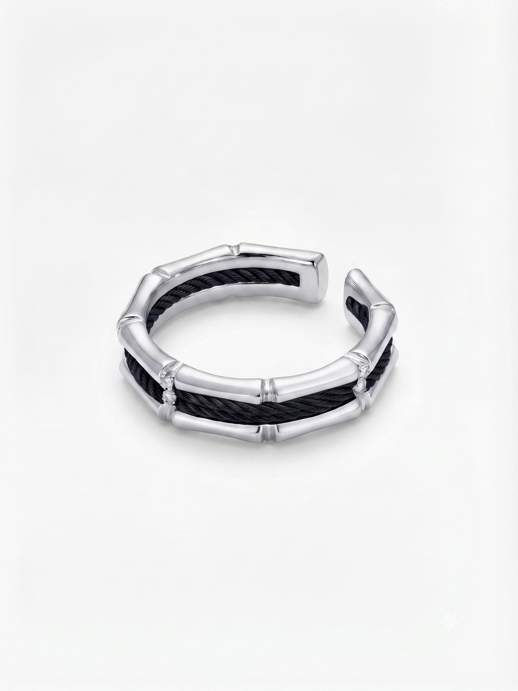 Black Rope Silver Ring