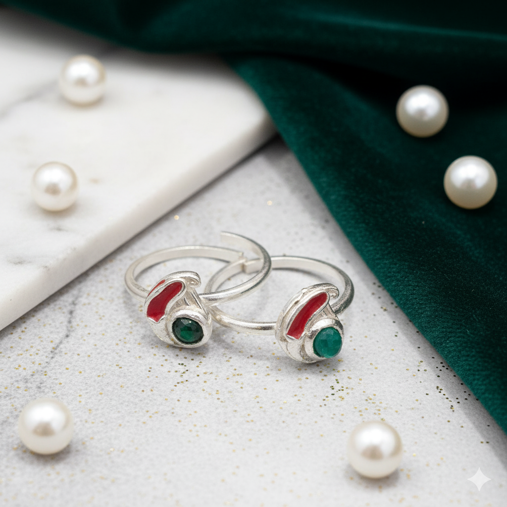 Pure 925 Silver Meenakari Toe Rings