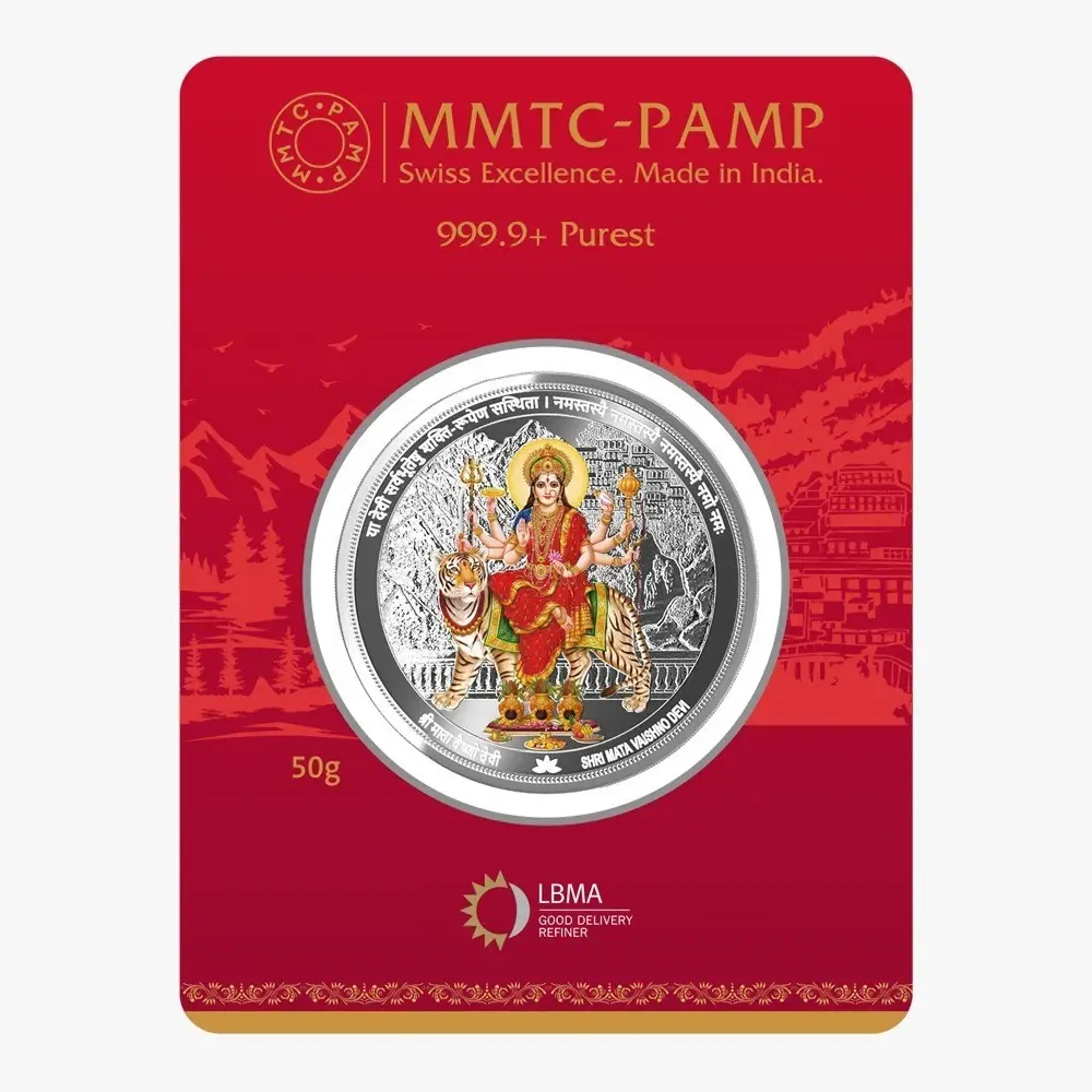 Purest 50 g Vaishno Devi Silver Coin