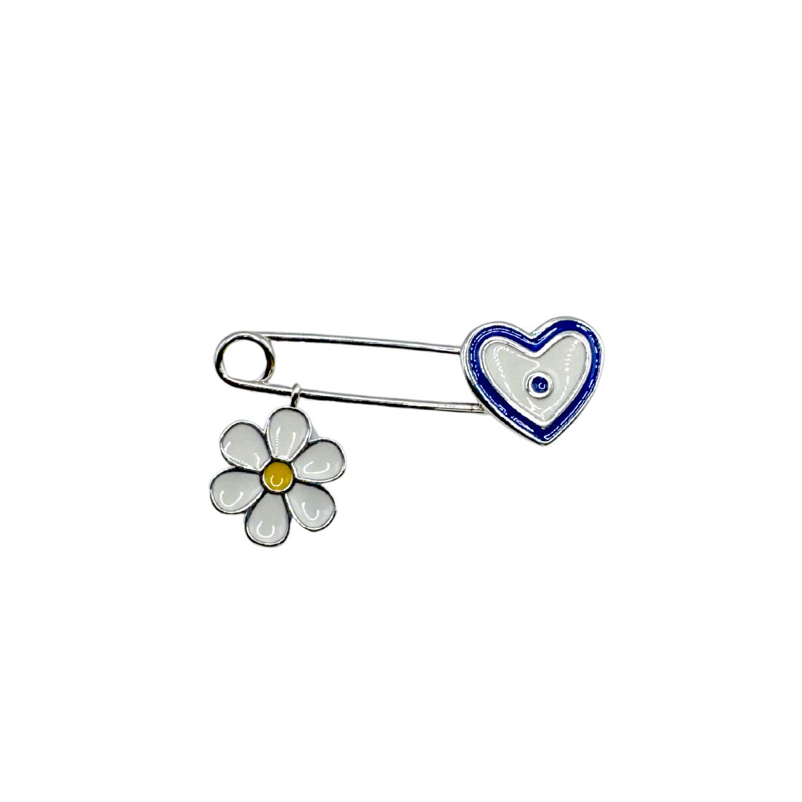 Heart & Daisy Silver Brooch