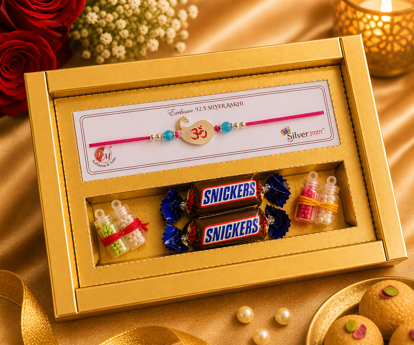 Om Crescent Blessings Raksha Bandhan Pure 925 Silver Rakhi