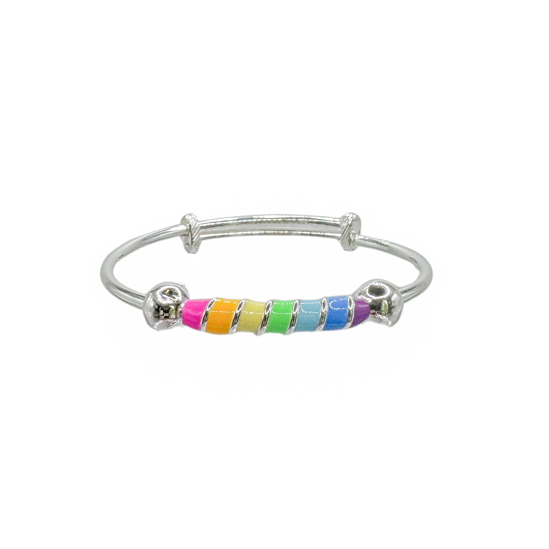 Colorful Rainbow Bar Silver Baby Kada (Set of 2)