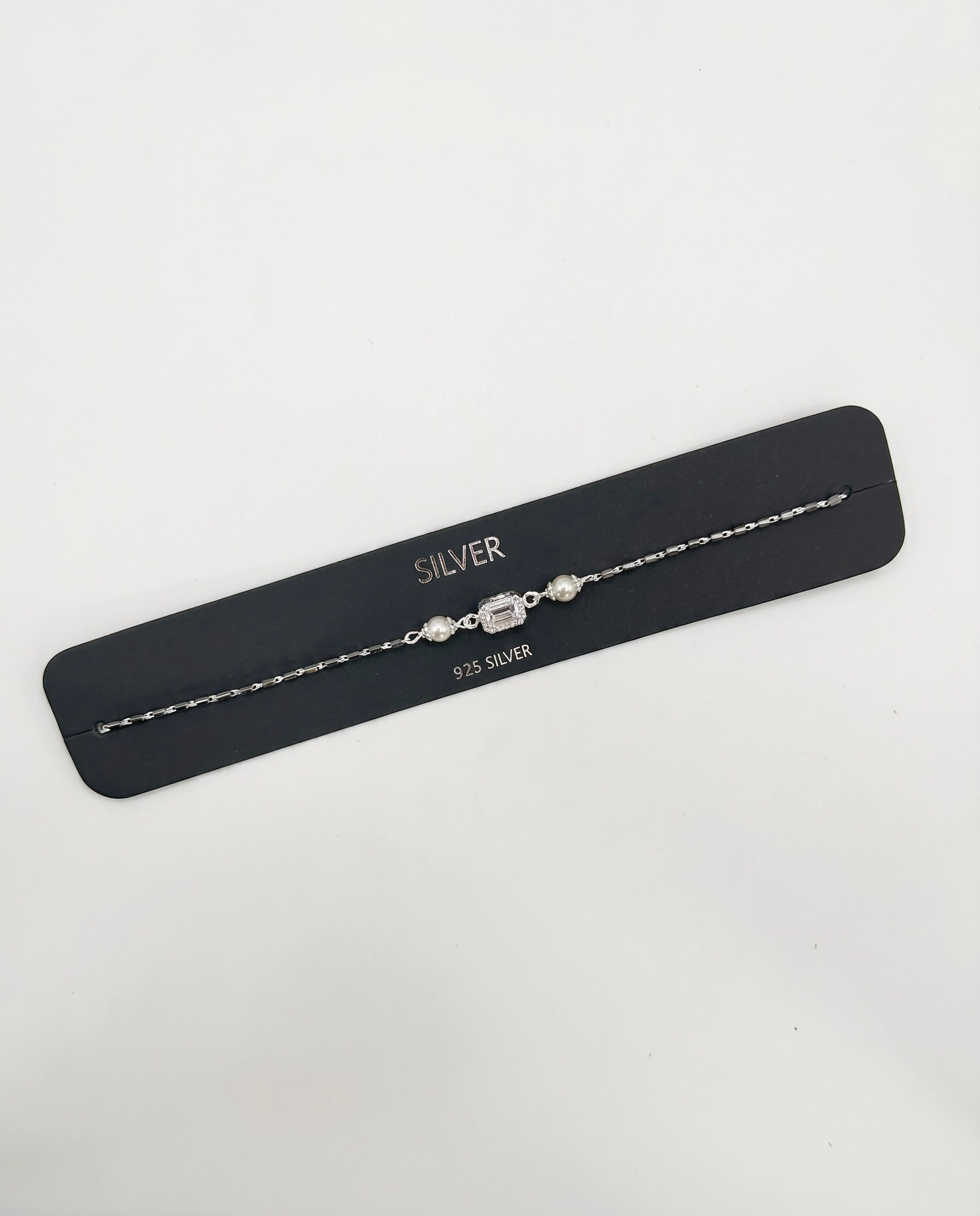 Emerald-Cut Pearl Silver Bracelet
