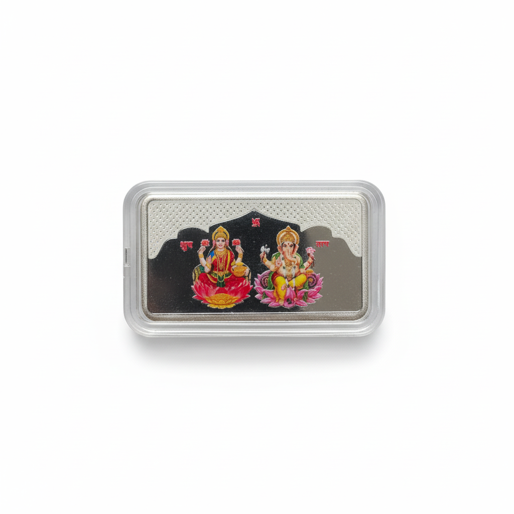 999 Colour Lakshmi Ganesha Silver Bar Coin