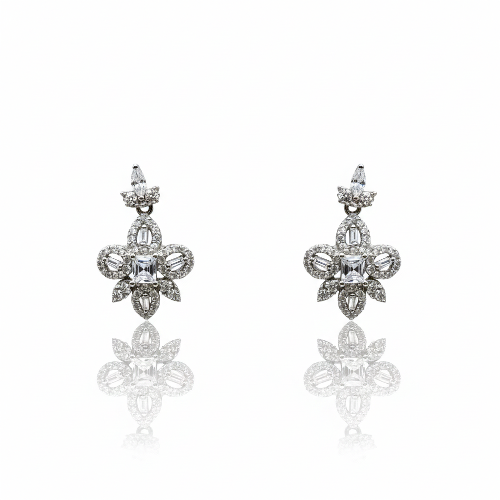 Celestia Bloom Diamond-Style Drop Earrings