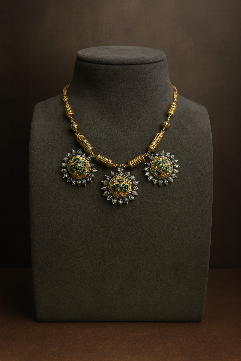 Aarohi Tristar Temple Necklace