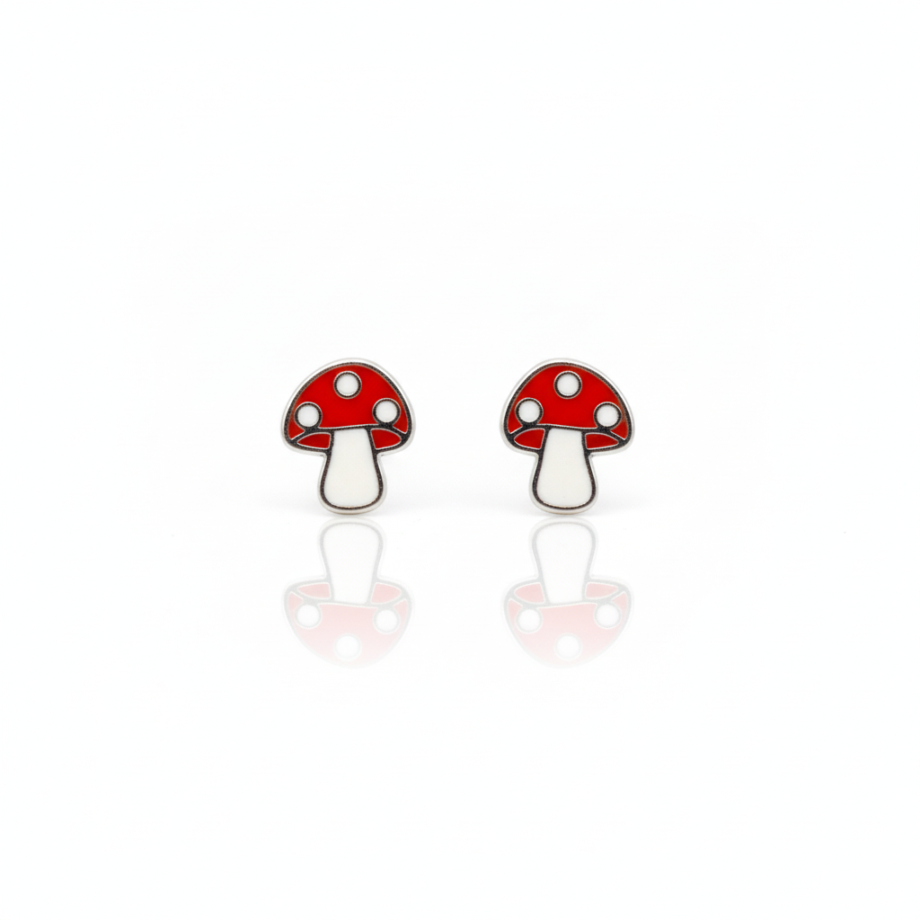 Red Mushroom Kids Stud Earrings