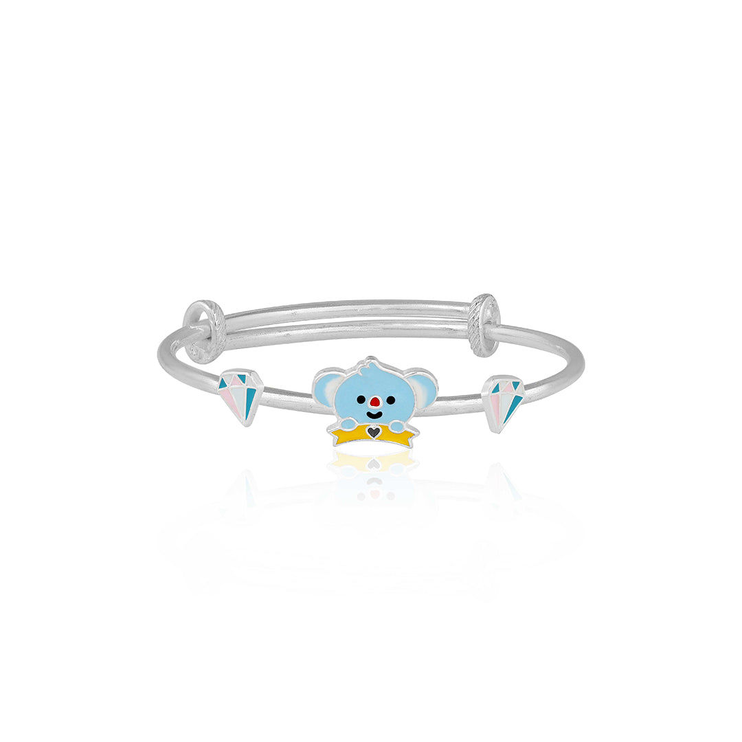 Cute Koala and Diamond Silver baby kada (Set of 2)