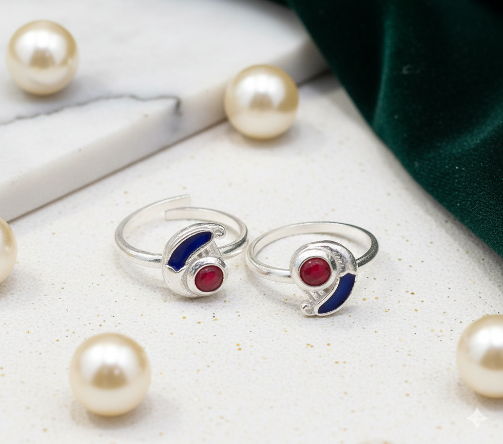 Pure 925 Silver Meenakari Toe Rings