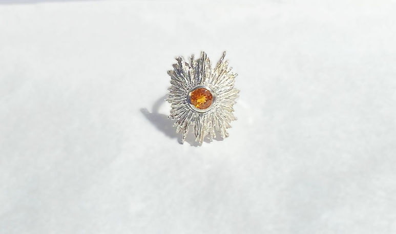 Silver Helios Garnet Ring