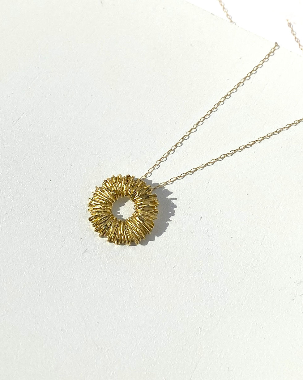 9ct Gold Small Helios textured sun necklace