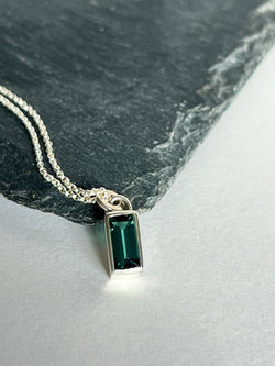 Rectangular Teal Tournmaline Pendant