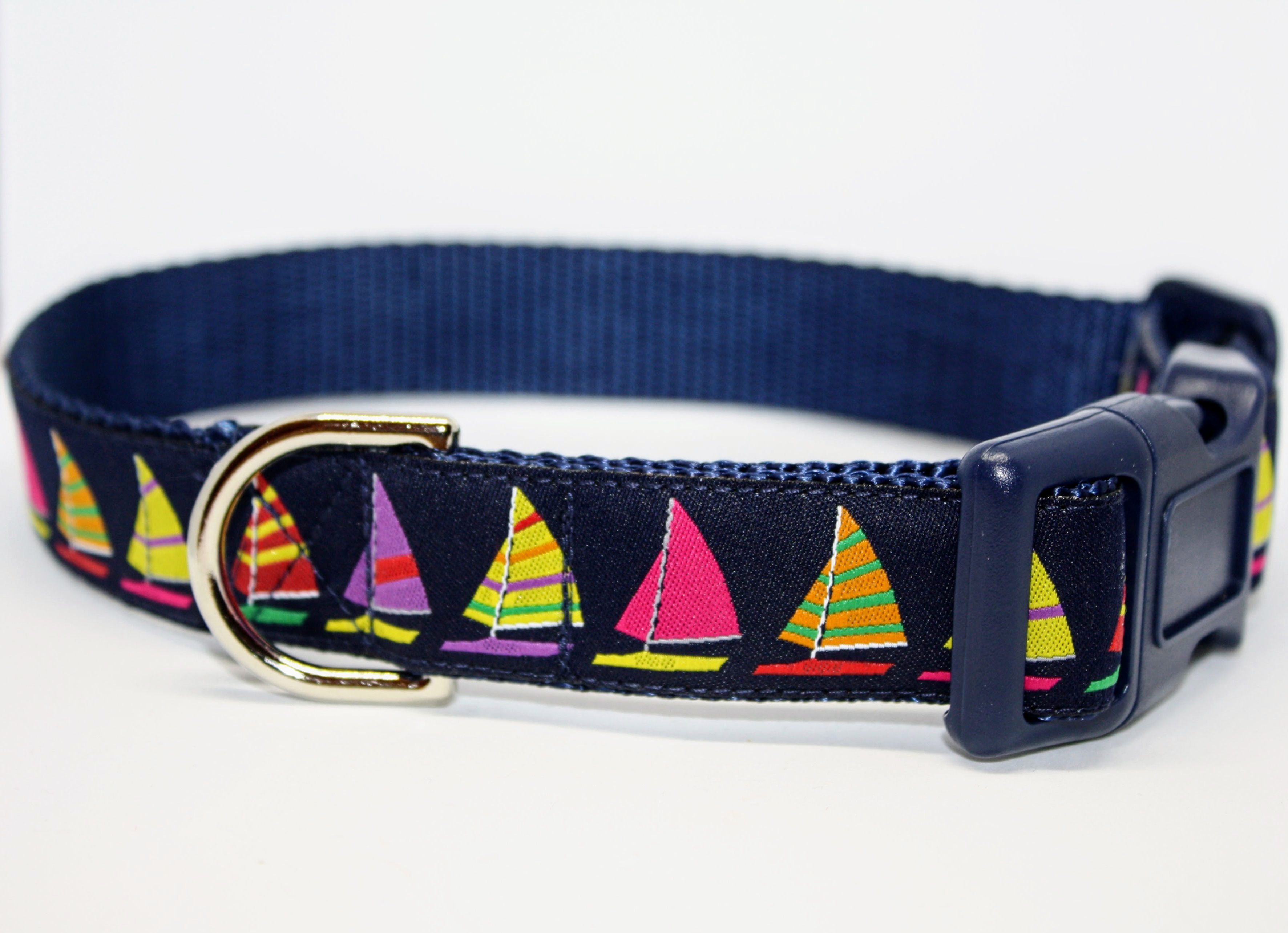 Colorful Sailboats On Navy