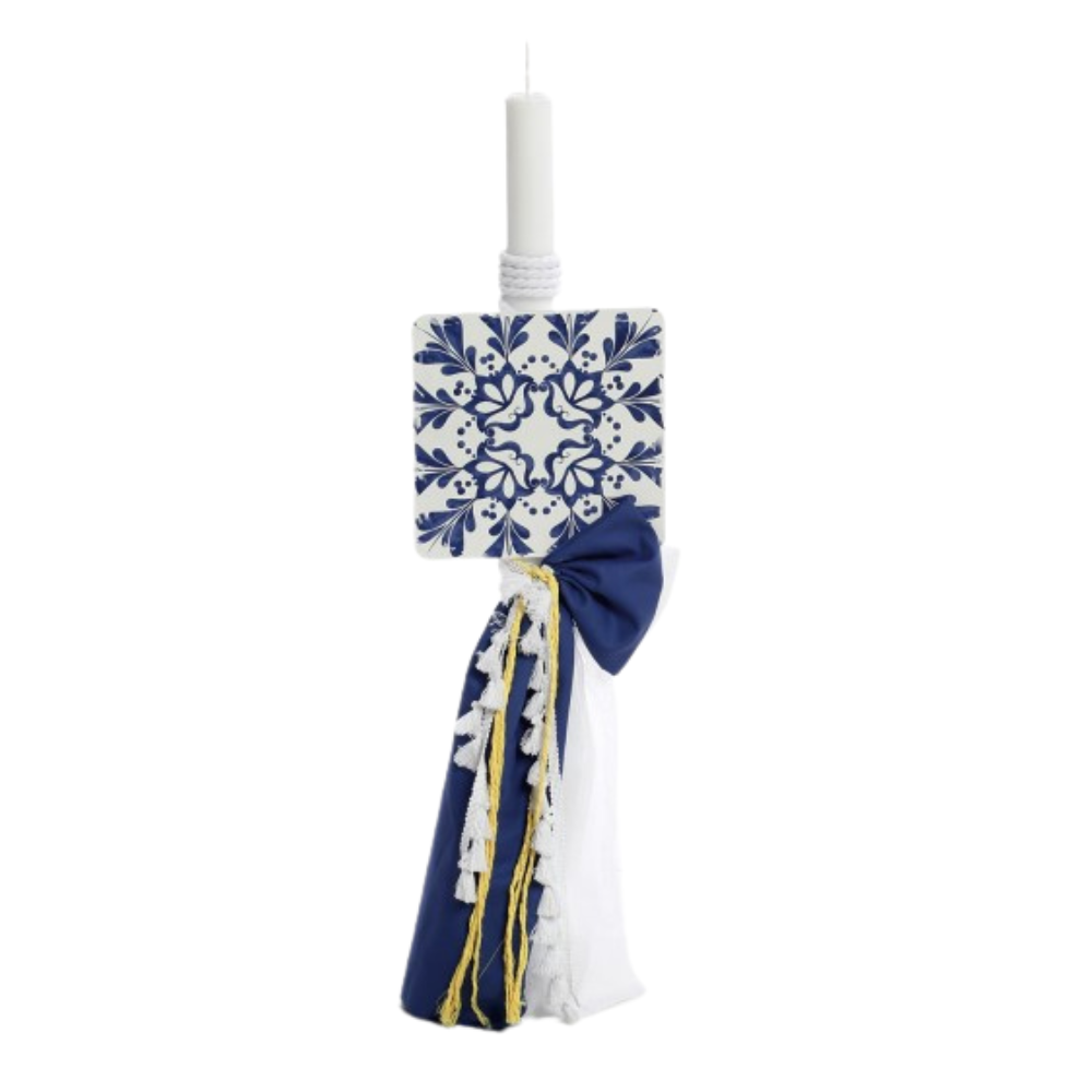 Λαμπάδα Βάπτισης Blue Tiles - Βαπτιστικά είδη για αγόρι