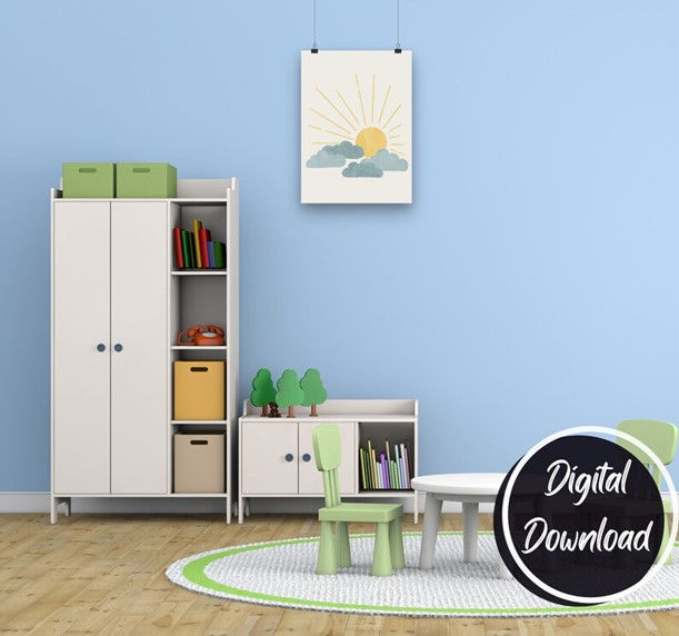 Thumbnail: Sun Rise Wall Art For Daycare / Sun Above Clouds Wall Art / Playroom Decor