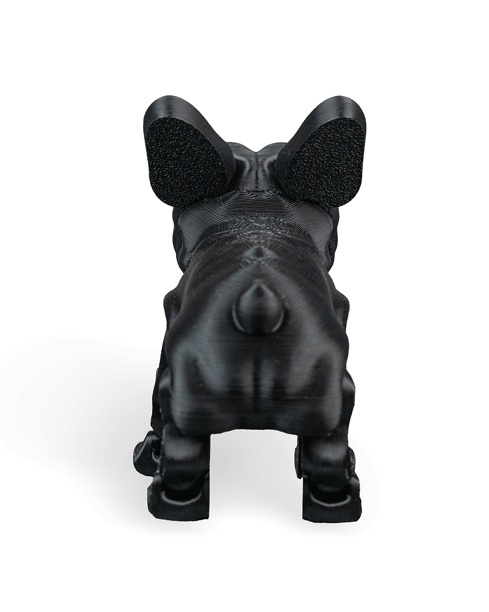 Miniature : Black French Bulldog figurine, rear view