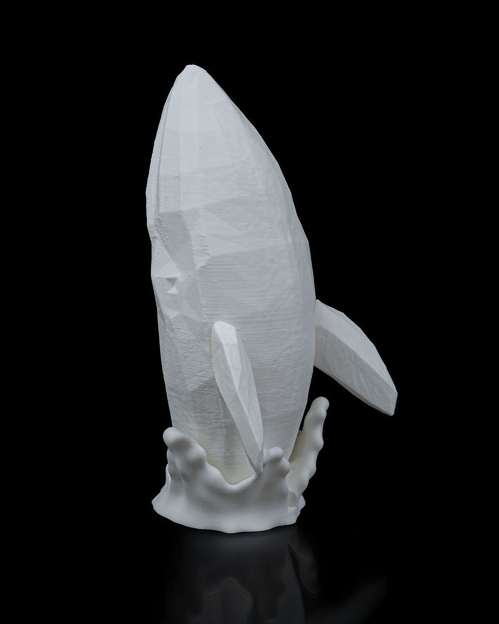 Thumbnail: White 3D-printed whale sculpture