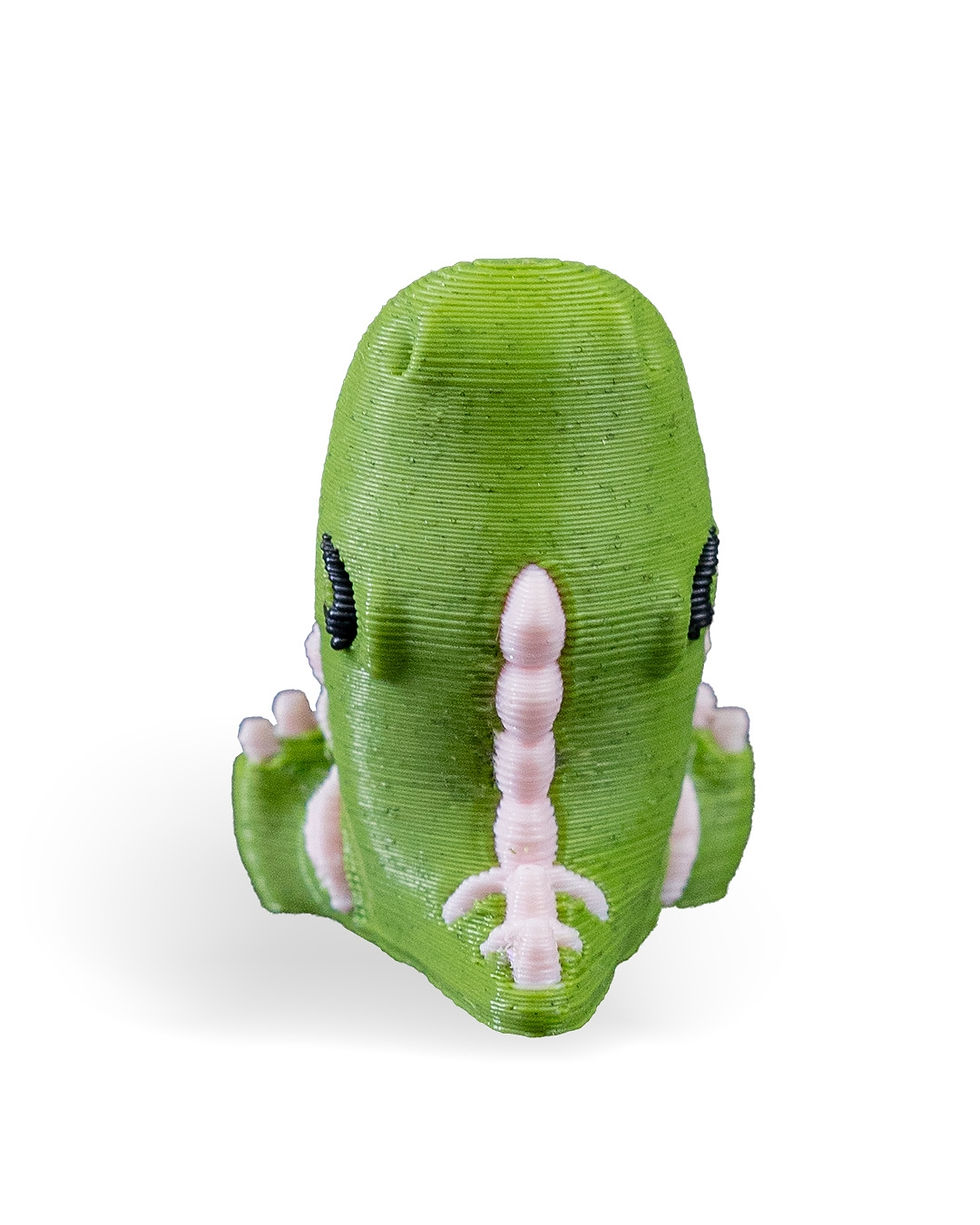 Thumbnail: Adorable green 3D-printed dinosaur figurine