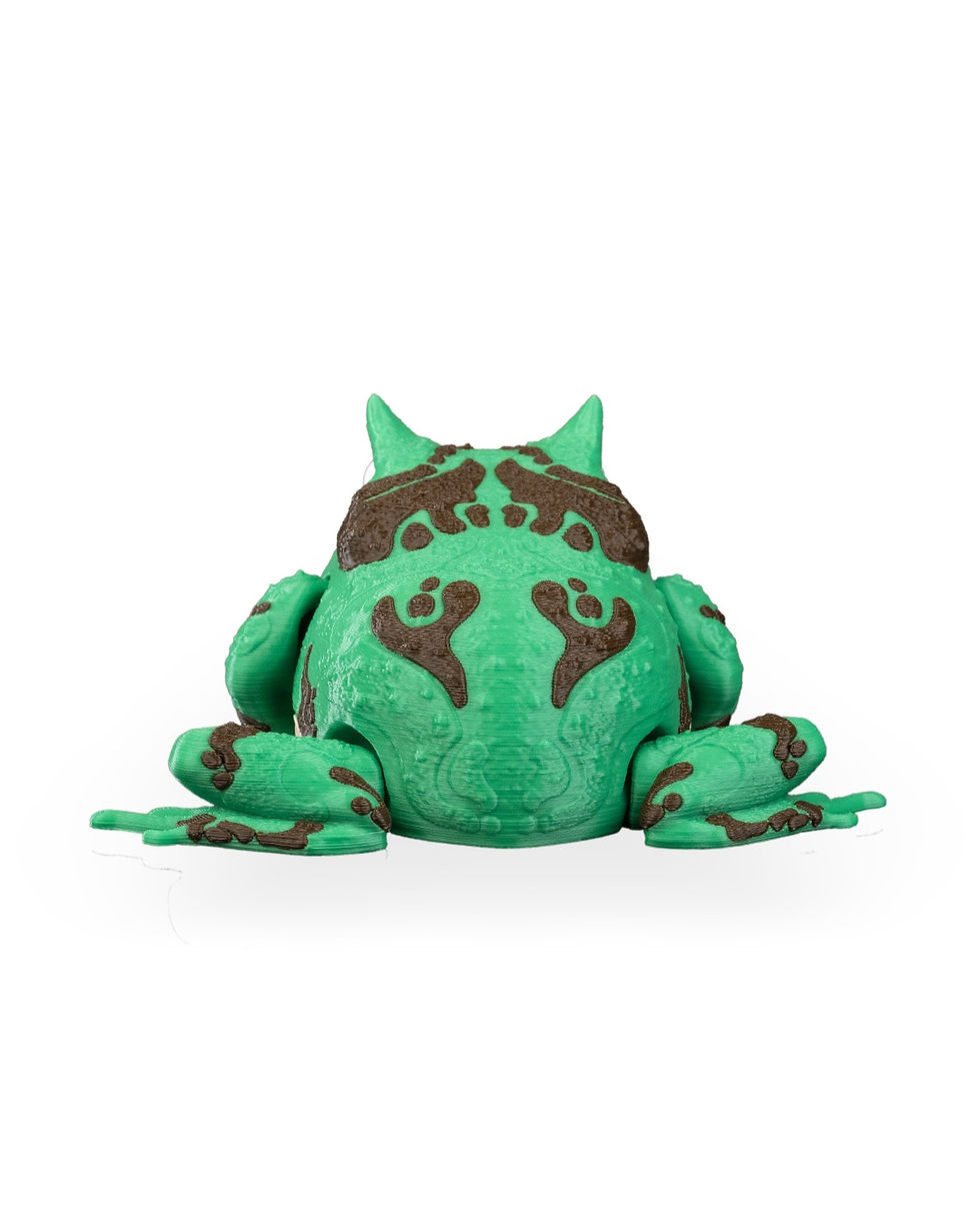Thumbnail: Green frog figurine, brown markings, Olij 3d Printing