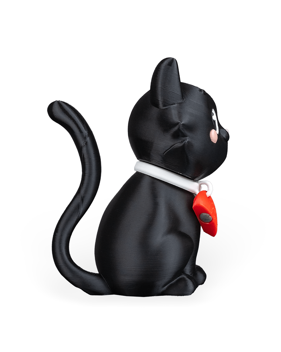 Pikkukuva: Black cat figurine, red heart detail