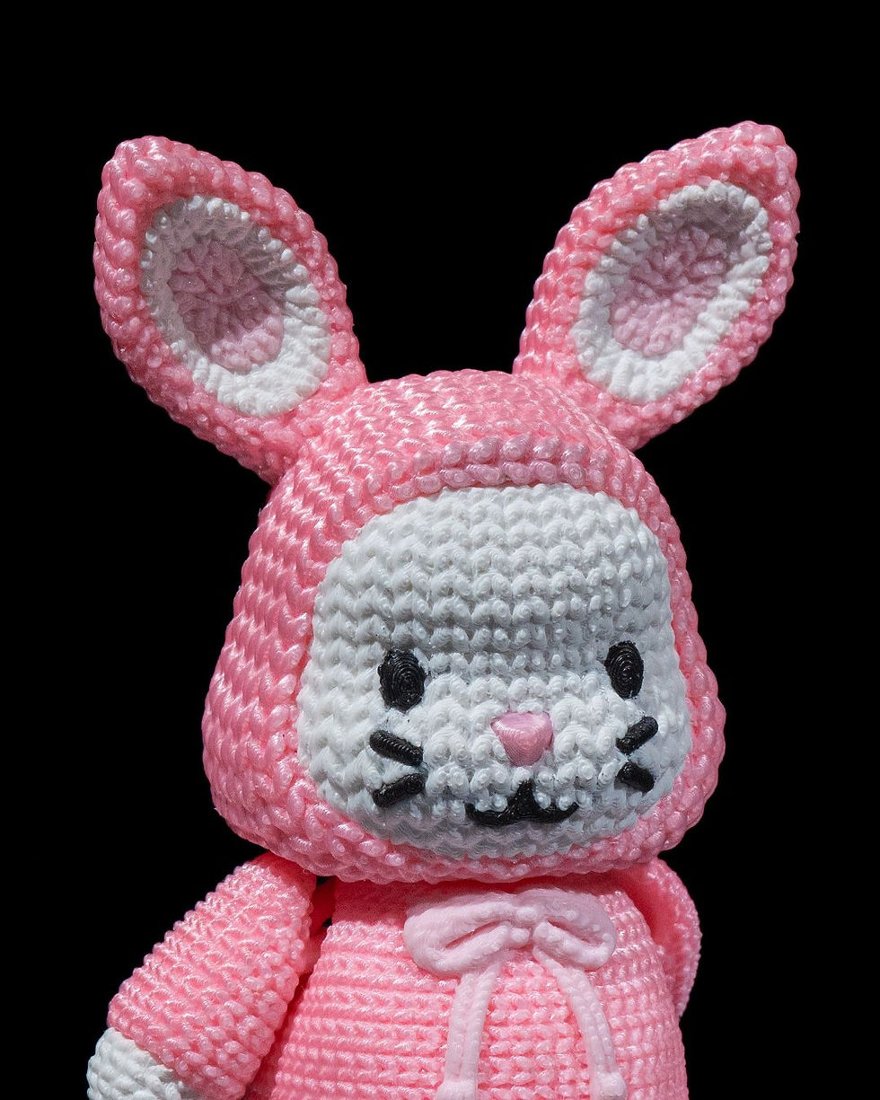 Thumbnail: Pink bunny rabbit, knitted costume