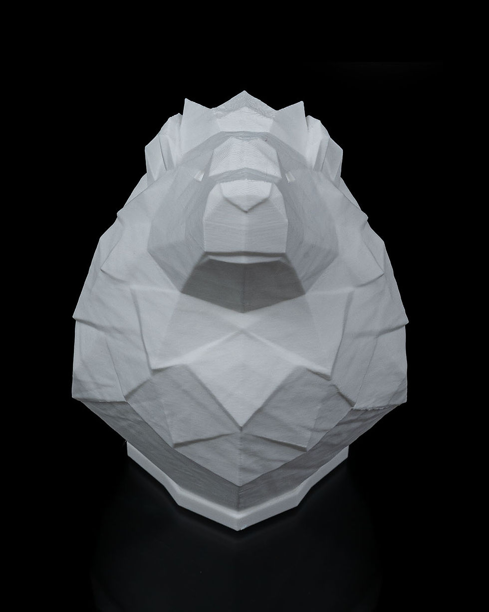 Thumbnail: Geometric lion head sculpture, white, Olij 3d Printing