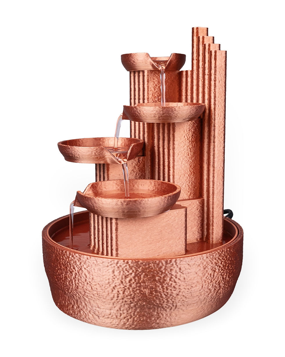 Thumbnail: Rose gold tabletop fountain with cascading water