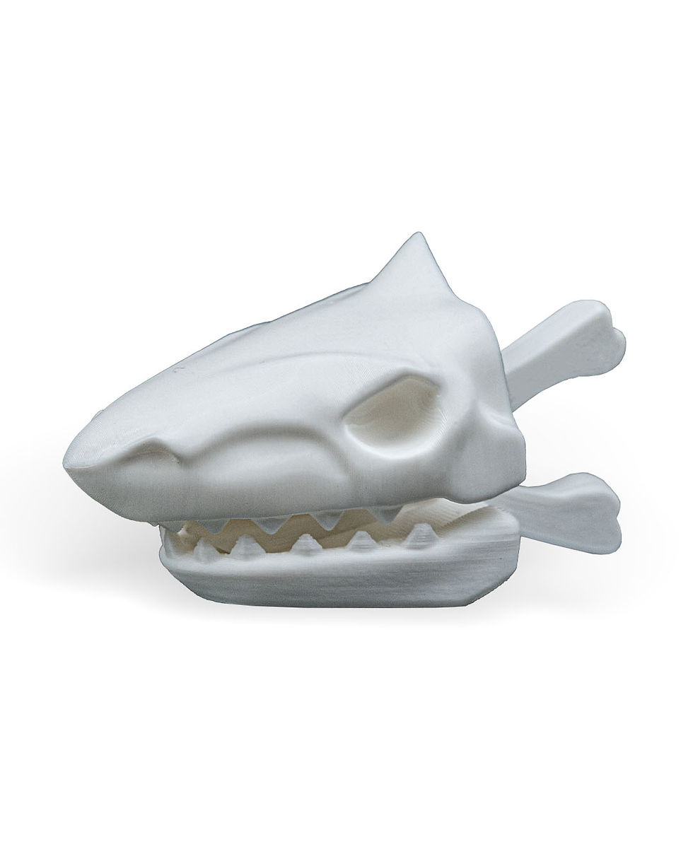 Thumbnail: White 3D-printed shark skull bag clip