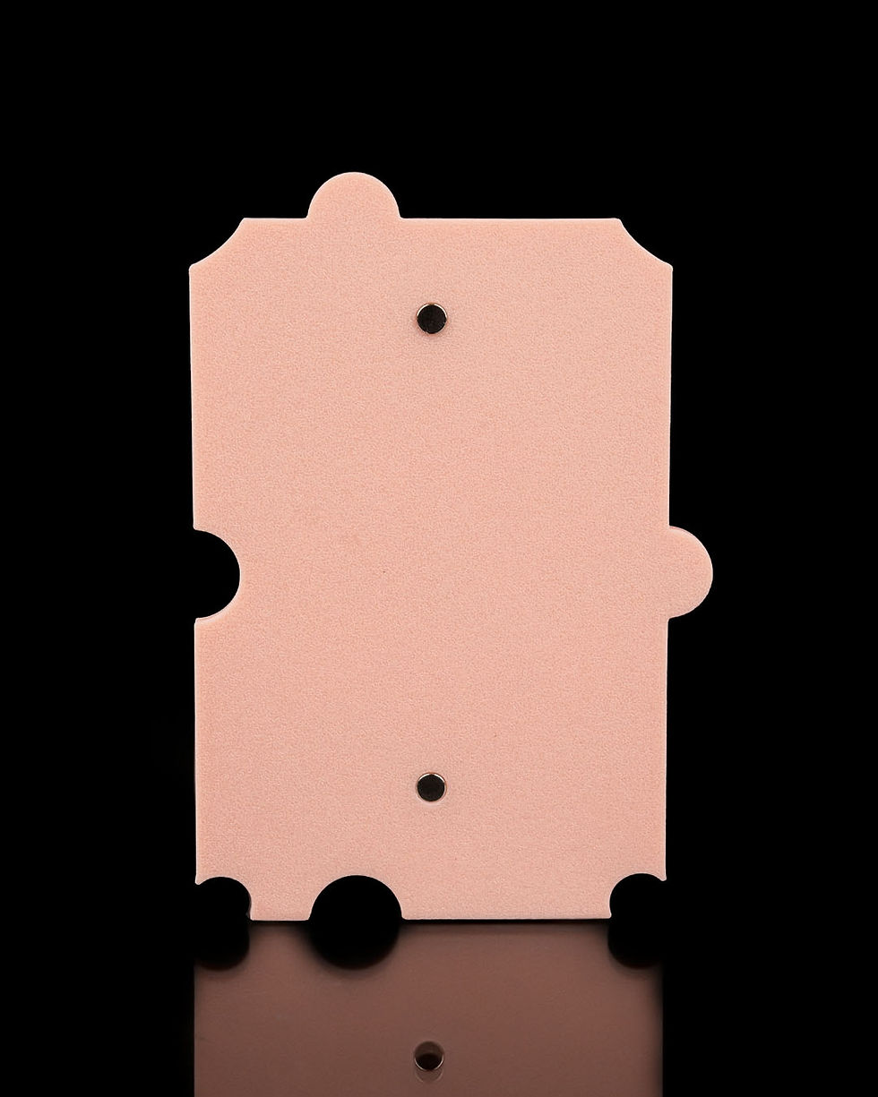 Thumbnail: Pink cheese-shaped template with holes