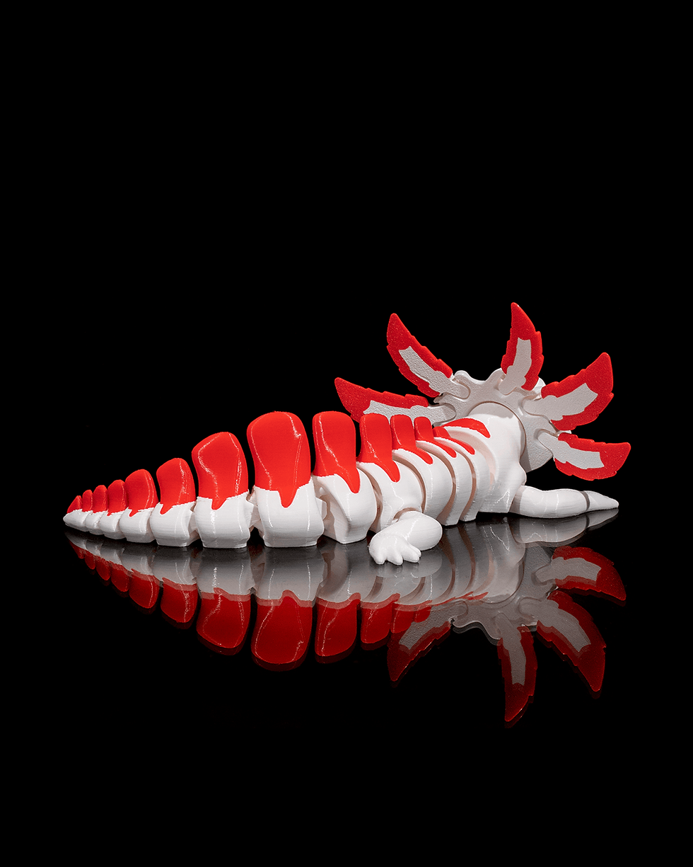 Thumbnail: Red and white axolotl 3D printed figurine