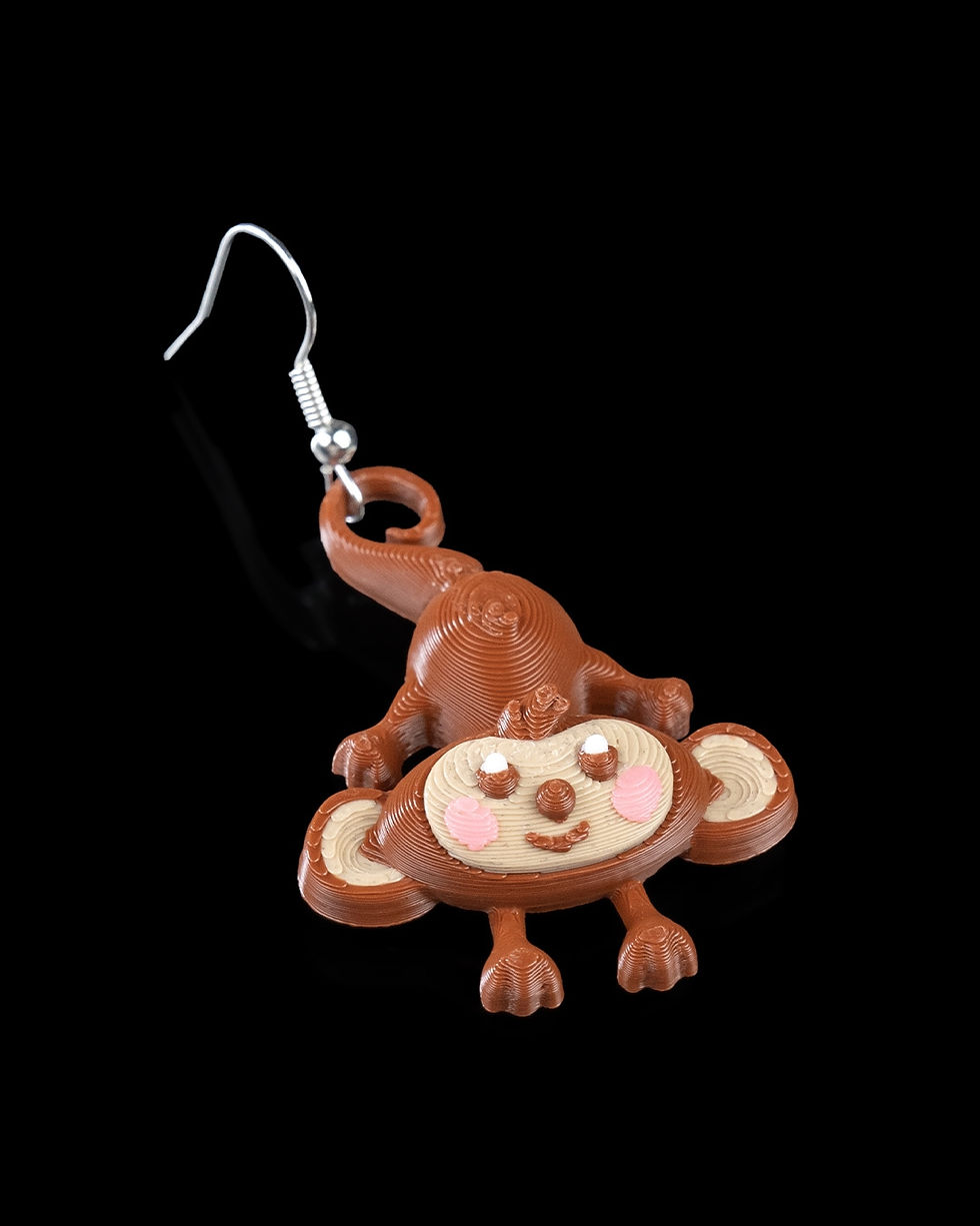 Thumbnail: Adorable brown monkey dangle earrings