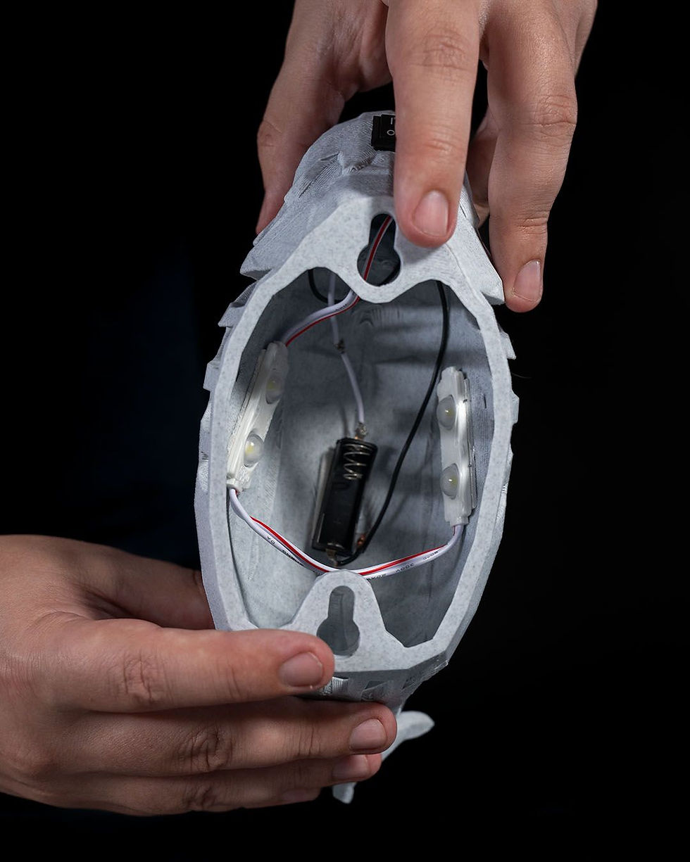 Thumbnail: Hands hold illuminated 3D printed whale shark