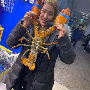 Sita and I at Seafood Market, South Kore