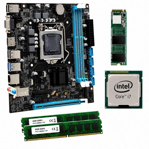 Kit 1151 - i7 8700, Placa mãe GL-H110M-GD3, 16Gb (8GBx2) DDR3, M.2