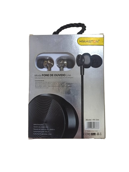 Miniatura: FONE DE OUVIDO C/ FIO H'MASTON HM-366 - PRETO