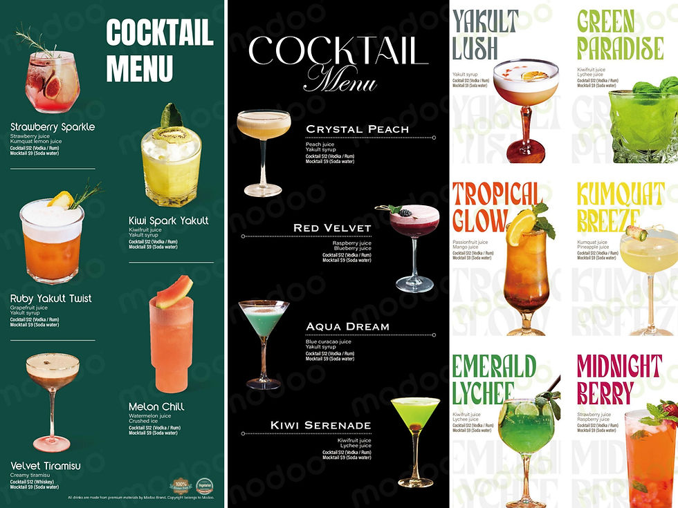 Creative bubble tea drinks including tiramisu snow and mocktails with unique syrups and toppings.