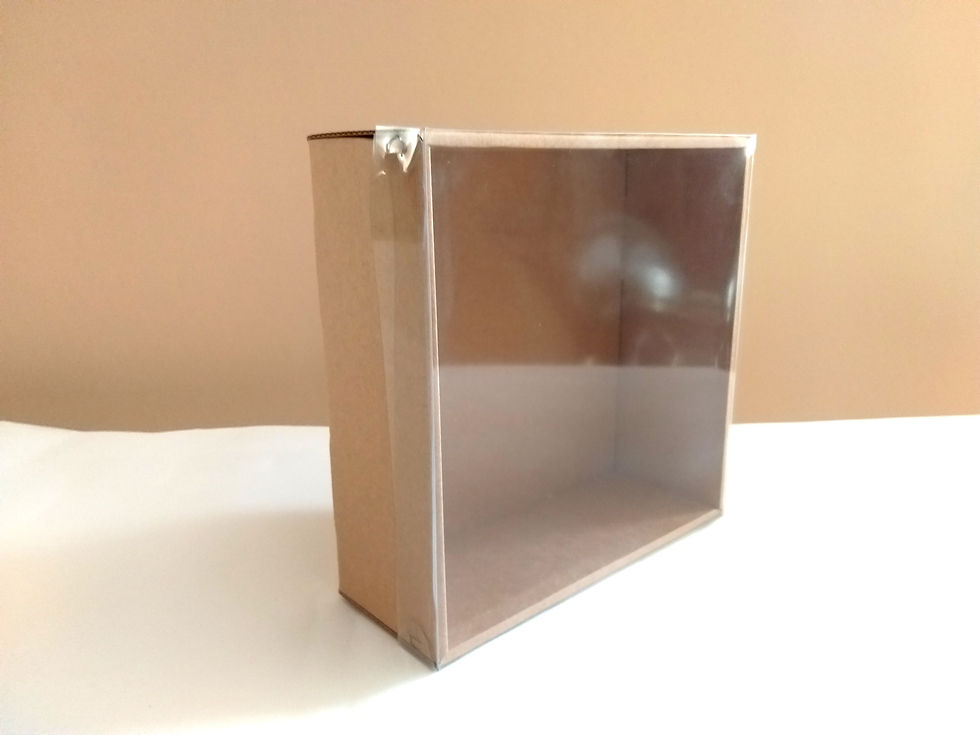 Sīktēls: Kartona kārbas ar caurspīdīgu noņemamu vāku 21 x 21 x 7