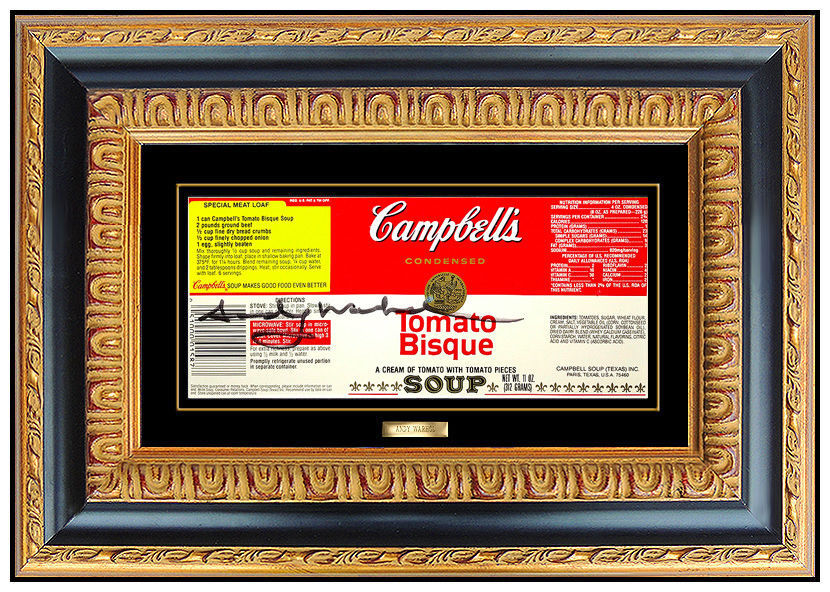 "Original Hand Signed Campbell's Tomato Bisque Soup Label" by Andy Warhol