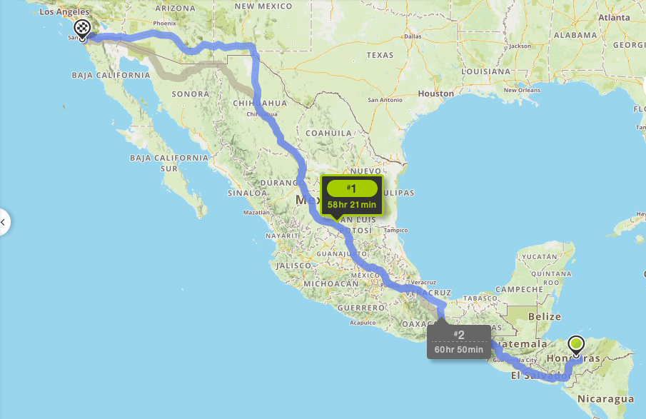 Mapquest directions...Honduras to Tijuana, Mexico
