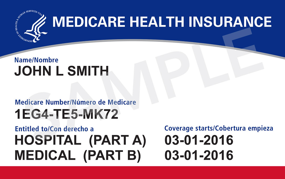 Sample of new Medicare card with unique number.