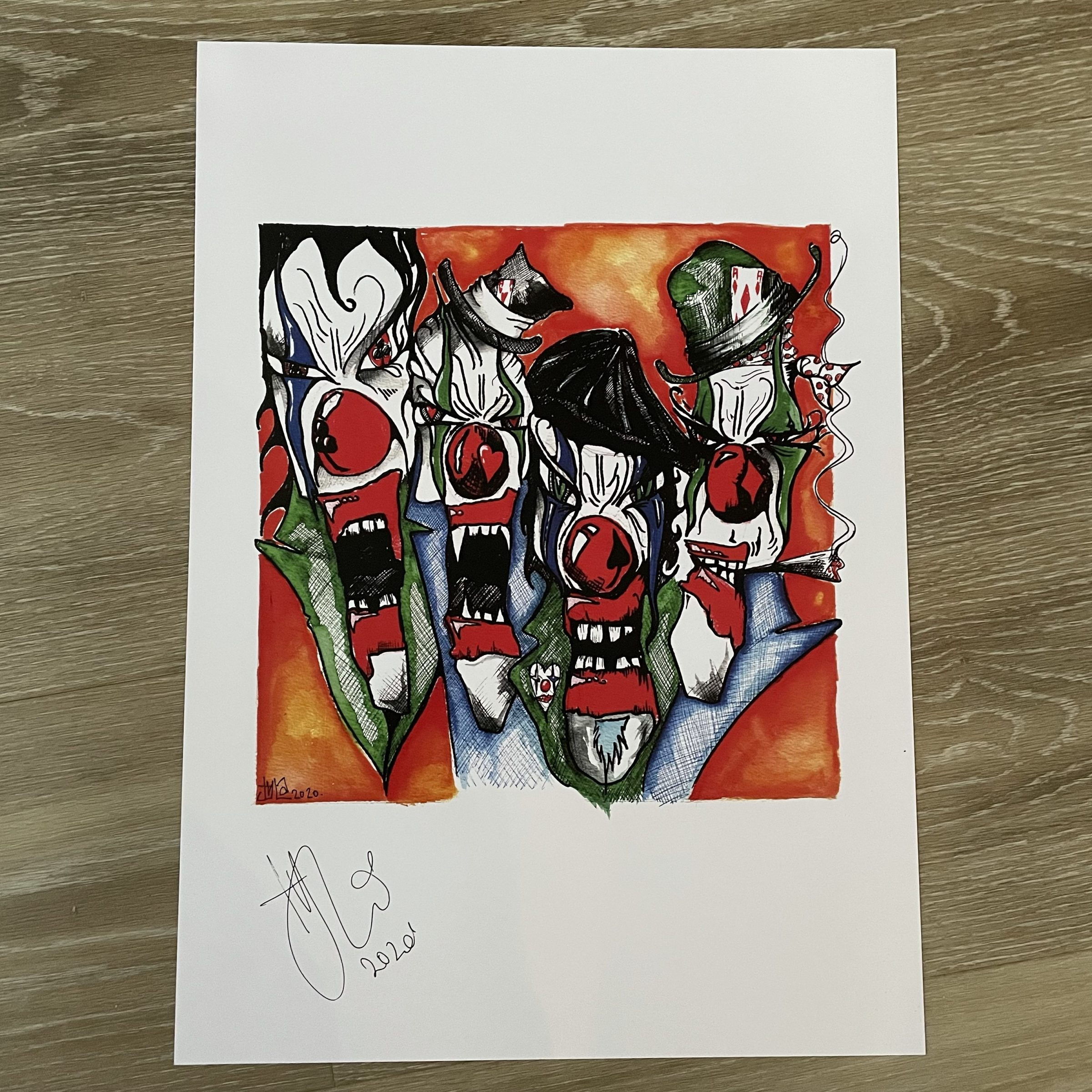 Tyla’s Dogs D’Amour - Tree Bridge Clowns - A3 Art Print *Signed*